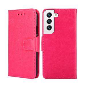 huismerk Voor Samsung Galaxy S22 5G Crystal Texture Horizontale Flip Leren Case Met Houder & Card Slots & Portemonnee (Rose Red)