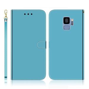 huismerk Voor Galaxy S9 Imitated Mirror Surface Horizontal Flip Leather Case met Holder & Card Slots & Wallet & Lanyard(Blue)