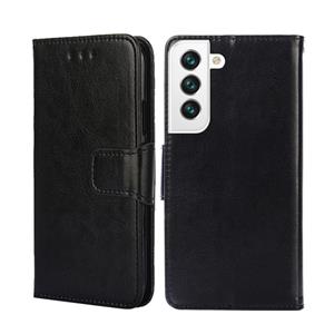 huismerk Voor Samsung Galaxy S22 + 5G Crystal Texture Horizontale Flip Leren Case met Houder & Card Slots & Portemonnee (Zwart)