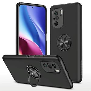 huismerk Voor Xiaomi Redmi K40 PC + TPU schokbestendige magnetische telefoonhoes met onzichtbare ringhouder