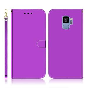 huismerk Voor Galaxy S9 geïmiteerd spiegel oppervlak horizontaal Flip lederen draagtas met houder & kaartsleuven & portemonnee & Lanyard (paars)