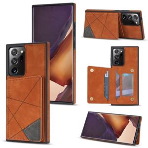 huismerk Voor Samsung Galaxy Note20 Ultra Line Card Holder -telefoonhoes (Brown)