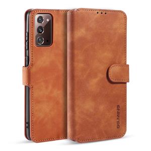 dg.ming Voor Samsung Galaxy Note20 DG. MING Retro Oil Side Horizontale Flip Case met Holder & Card Slots & Wallet(Brown)