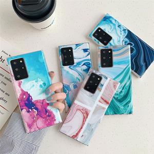 huismerk Voor Samsung Galaxy Note20 Ultra Ocean Wave Coral IMD Glossy Marble Phone Case (Black SD2)