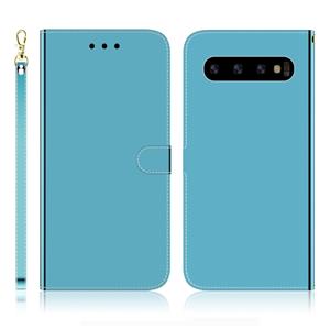 huismerk Voor Galaxy S10 Imitated Mirror Surface Horizontal Flip Leather Case met Holder & Card Slots & Wallet & Lanyard(Blue)