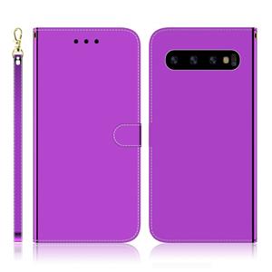 huismerk Voor Galaxy S10 geïmiteerd spiegel oppervlak horizontaal Flip lederen draagtas met houder & kaartsleuven & portemonnee & Lanyard (paars)