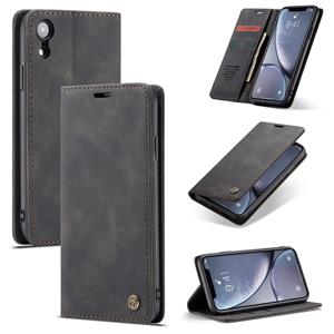 CaseMe-013 multifunctionele Retro Frosted horizontale Flip lederen hoes for iPhone XR met kaartsleuf & houder & Wallet(Black)