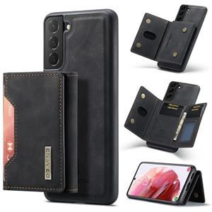 Voor Samsung Galaxy S22 5G DG.MING M2 Serie 3-voudige Multi Card Bag + Magnetische achterkant Telefoonhoes (Zwart)