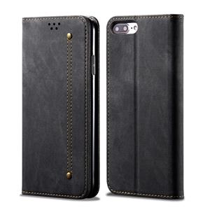 huismerk Voor iPhone 6 Plus / 6s Plus Denim Texture Casual Style Horizontal Flip Leather Case met Holder & Card Slots & Wallet(Black)