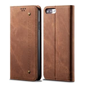 huismerk Voor iPhone 6 Plus / 6s Plus Denim Texture Casual Style Horizontal Flip Leather Case met Holder & Card Slots & Wallet(Brown)