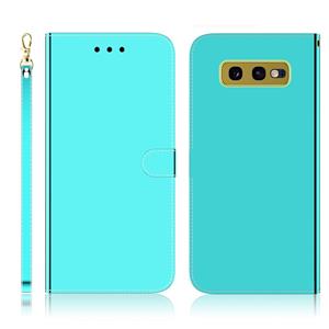 huismerk Voor Galaxy S10e Imitated Mirror Surface Horizontal Flip Leather Case met Holder & Card Slots & Wallet & Lanyard(Mint Green)