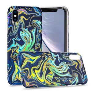 huismerk Laser glitter aquarel patroon schokbestendige beschermhoes voor iPhone XS MAX (FD4)