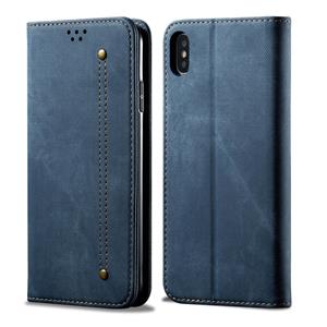 huismerk Voor iPhone X / XS Denim Texture Casual Style Horizontal Flip Leather Case met Holder & Card Slots & Wallet(Blue)