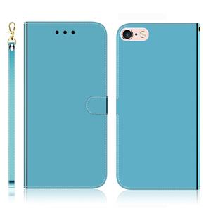 huismerk Voor iPhone 6 / 6s Geïmiteerd Spiegeloppervlak Horizontale Flip Lederen Hoes met Houder & Card Slots & Wallet & Lanyard(Blue)