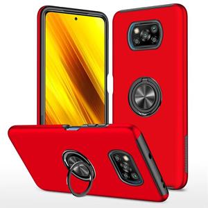 huismerk Voor Xiaomi POCO X3 / X3 NFC PC + TPU-schokbestendige magnetische telefoonhoes met onzichtbare ringhouder