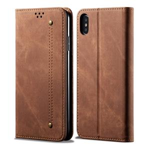 huismerk Voor iPhone X / XS Denim Texture Casual Style Horizontal Flip Leather Case met Holder & Card Slots & Wallet(Brown)