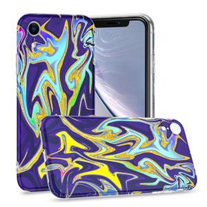 huismerk Laser Glitter Aquarel Patroon Schokbestendige beschermhoes voor iPhone XR (FD3)