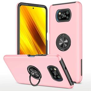 huismerk Voor Xiaomi POCO X3 / X3 NFC PC + TPU-schokbestendige magnetische telefoonhoes met onzichtbare ringhouder (ROSE GOUD)