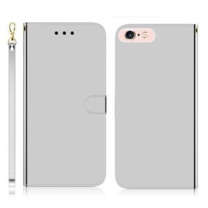 huismerk Voor iPhone 6 Plus / 6s Plus Geïmiteerd spiegeloppervlak horizontale flip lederen hoes met houder & kaartsleuven & Portemonnee & Lanyard(Zilver)