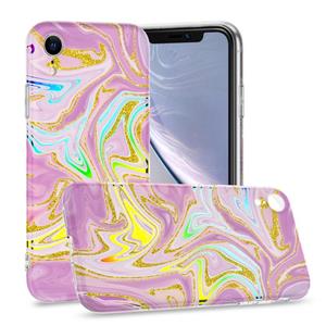 huismerk Laser glitter aquarel patroon schokbestendige beschermhoes voor iPhone XR (FD5)