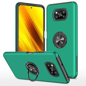 huismerk Voor Xiaomi Poco X3 / X3 NFC PC + TPU-schokbestendige magnetische telefoonhoes met onzichtbare ringhouder