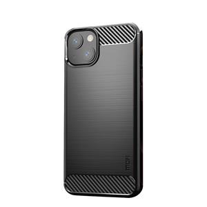 MOFI Gentless Series Geborsteld Textuur Koolstofvezel Zachte TPU-zaak voor iPhone 13 Mini