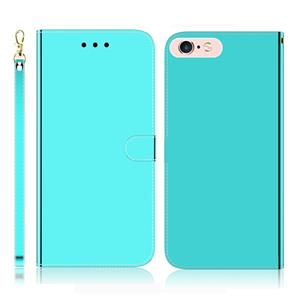 huismerk Voor iPhone 6 Plus / 6s Plus Geïmiteerd spiegeloppervlak horizontale flip lederen hoes met houder & kaartsleuven & portemonnee & lanyard(Mint Green)