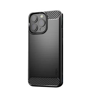 Mofi Gentless Series Geborsteld Textuur Koolstofvezel Zachte TPU-zaak voor iPhone 13 Pro (Zwart)