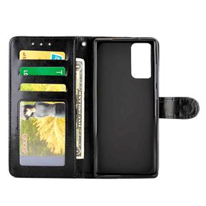 huismerk Voor Samsung Galaxy Note20 Crazy Horse Texture Leather Horizontale Flip Beschermhoes met Houder & Card Slots & Wallet & Photo Frame(Zwart)