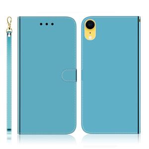 huismerk Voor iPhone XR Geïmiteerd spiegeloppervlak horizontale flip lederen hoes met houder & kaartsleuven & portemonnee & lanyard(blauw)