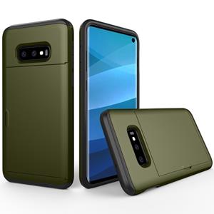 huismerk Schokbestendige ruige Armor beschermhoes voor Galaxy S10 Lite met kaartslot (leger-groen)