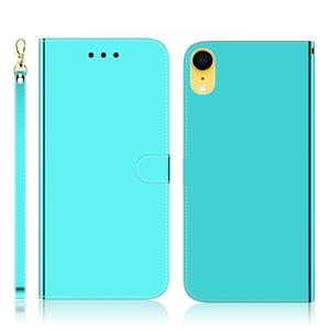 huismerk For iPhone XR Imitated Mirror Surface Horizontal Flip Leather Case with Holder & Card Slots & Wallet & Lanyard(Mint Green)