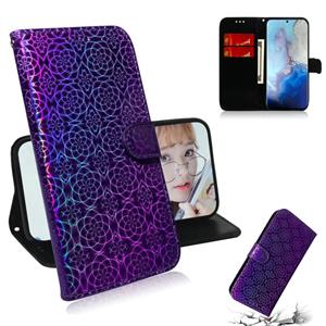 huismerk Voor Galaxy S20 Solid Hyun Color Magnetic Attraction Horizontal Flip Leather Case met Lanyard Support Holder & Card Slot & Wallet(Purple)