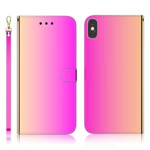 huismerk Voor iPhone XS Max Geïmiteerd spiegeloppervlak horizontale flip lederen hoes met houder & kaartsleuven & portemonnee & lanyard(gradient color)