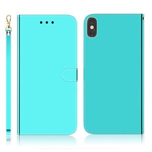 huismerk Voor iPhone XS Max Geïmiteerd spiegeloppervlak horizontale flip lederen hoes met Houder & Card Slots & Wallet & Lanyard(Mint Green)