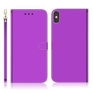 huismerk Voor iPhone XS Max geïmiteerd spiegel oppervlak horizontaal Flip lederen draagtas met houder & kaartsleuven & portemonnee & Lanyard (paars)