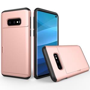 huismerk Schokbestendig robuuste Armor beschermende case voor Galaxy S10e met kaartsleuf (Rose goud)