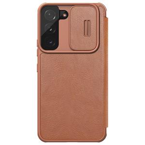 Voor Samsung Galaxy S22 5G NILLKIN QIN Series Pro Glijdende Camera Cover Design Lederen Telefoonhoes (Brown)