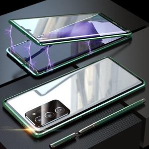 huismerk Voor Samsung Galaxy Note20 Ultra Magnetic Metal Frame Dubbelzijdige Tempered Glass Case (Groen)