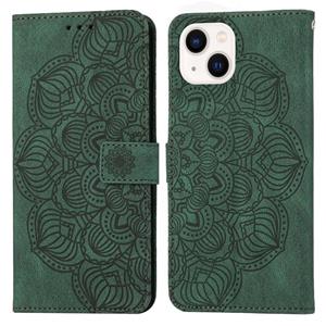 huismerk Mandala reliëf lederen telefoonhoesje voor iPhone 13 mini