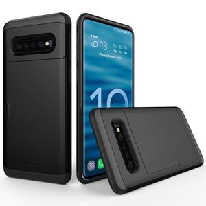 huismerk Schokbestendige ruige Armor beschermhoes voor Galaxy S10 met kaartslot (zwart)