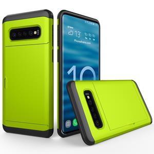 huismerk Schokbestendig robuuste Armor beschermende case voor Galaxy S10 met kaartsleuf (groen)