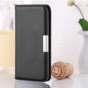 huismerk Voor Xiaomi Redmi Note 10 4G Litchi Textuur Horizontale Flip Lederen Case met houder en kaart slots (zwart)