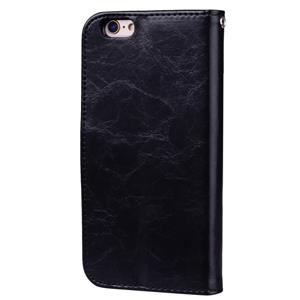 huismerk Voor iPhone 6 Plus & 6s Plus zakelijke stijl olie Wax textuur horizontale Flip lederen draagtas met houder & Card Slots & portemonnee (zwart)