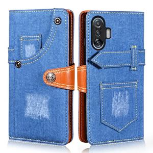 huismerk For Xiaomi Redmi K40 Gaming Edition Denim Horizontal Flip Leather Case with Holder & Card Slot & Wallet(Dark Blue)