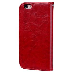 huismerk Voor iPhone 6 Plus & 6s Plus zakelijke stijl olie Wax textuur horizontale Flip lederen draagtas met houder & Card Slots & portemonnee (rood)