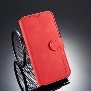 huismerk Dg. MING retro olie kant horizontale flip case voor iPhone XR met houder & kaartsleuven & portemonnee (rood)