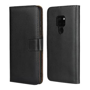 huismerk Lederen horizontale Flip holster voor Huawei mate 20 met magnetische sluiting en beugel en kaartsleuf en portemonnee (zwart)
