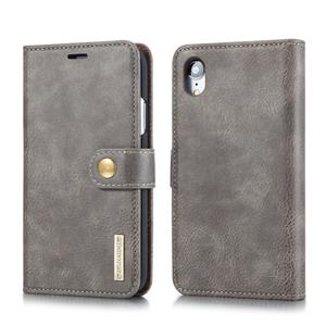 huismerk Dg. MING Crazy Horse textuur Flip afneembare magnetische lederen case voor iPhone XR met houder & kaartsleuven & portemonnee (grijs)