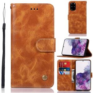 huismerk Voor Galaxy S20 Plus retro textuur magnetische horizontale horizontale flip lederen behuizing met Houder & Card Slots & Wallet(Gold)